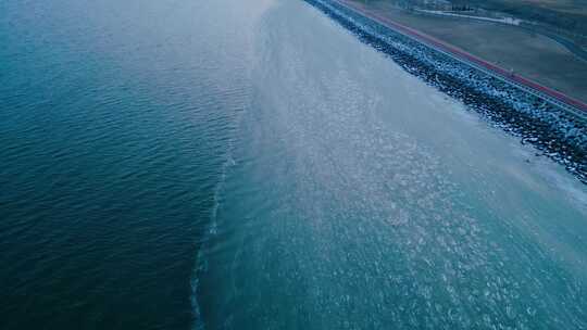 天津滨海新区冬天的海