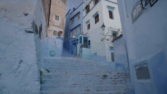 蓝色，独特，楼梯，Chefchaouen