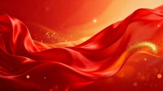 飘动的红色绸带背景素材