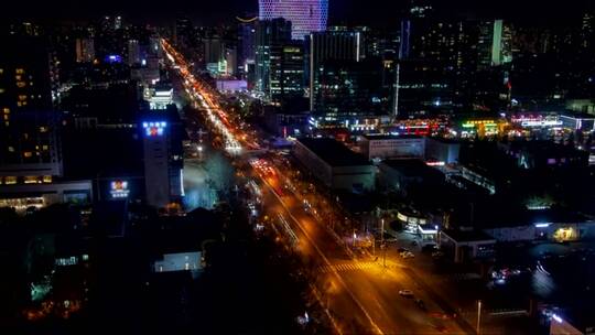 北京夜间空中城市景观