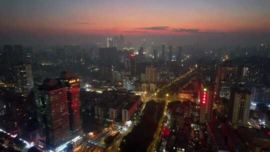 航拍福州城市夜景