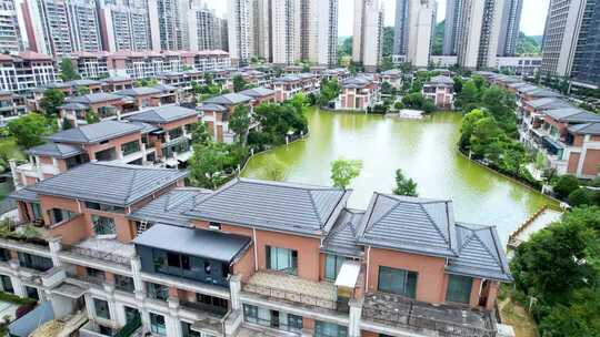 4K高端别墅区建筑航拍视频