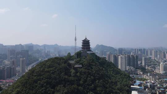 航拍贵阳东山寺东山电视塔