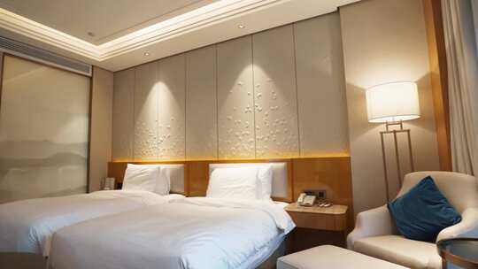 星级酒店客房房型标间大床素材视频素材模板下载