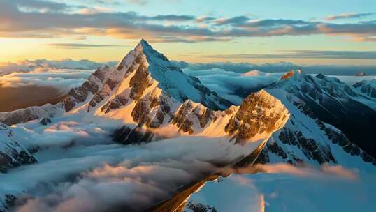雪山云海日出全景