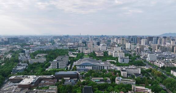 航拍杭州滨江现代城市风光