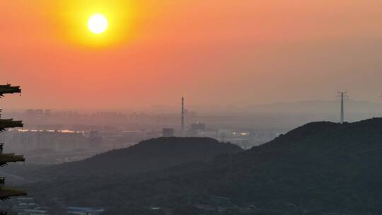 航拍南京地标建筑牛首山风景区