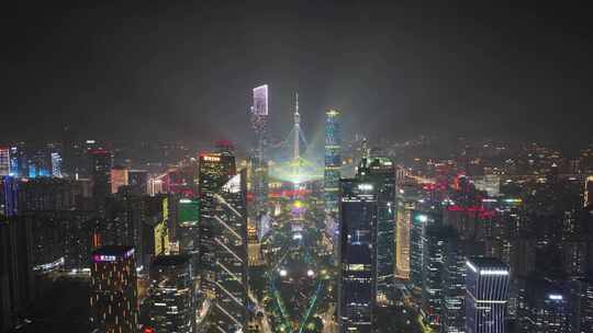 广州珠江新城CBD灯光秀视频素材模板下载