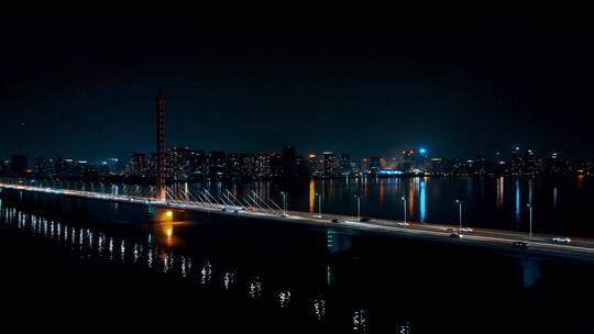 杭州西兴大桥夜景航拍