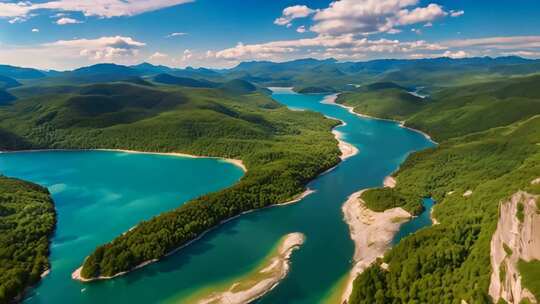山川河流森林航拍全景