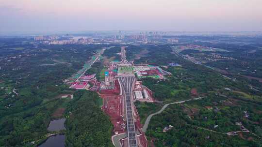 成都建设中的天府站兴隆湖科学城视频素材模板下载