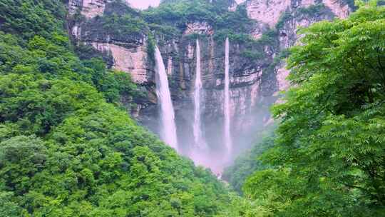 山谷瀑布流水升格 大自然森林瀑布溪水