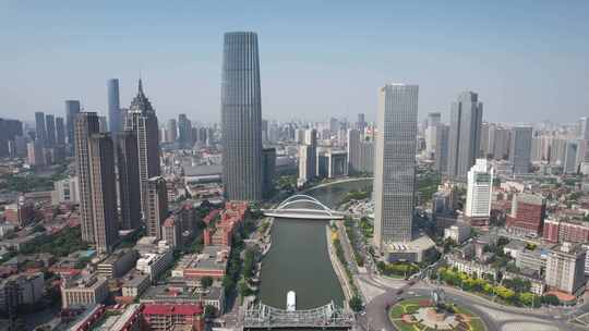 天津海河CBD高楼建筑航拍视频素材模板下载