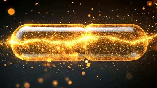 金色粒子特效胶囊素材