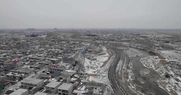 乡村雪景航拍