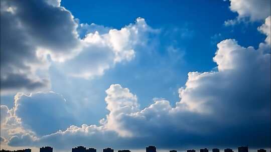 夏天清晨蓝天白云树林阳光树叶唯美花朵草地