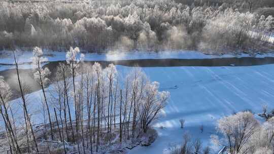 雪原冰河晶莹树挂冻雾