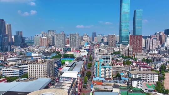 湖南长沙黄兴广场街道街景航拍城市风景风光