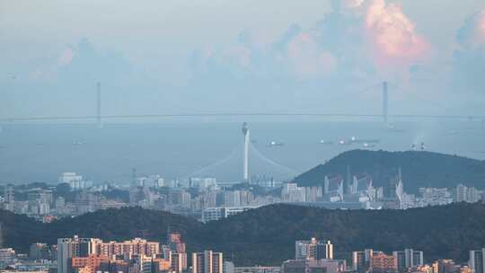 深圳宝安机场深中大桥滨海湾大桥夜景延时