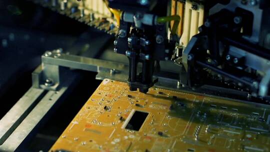 印刷电路板机器人装配线视频素材模板下载