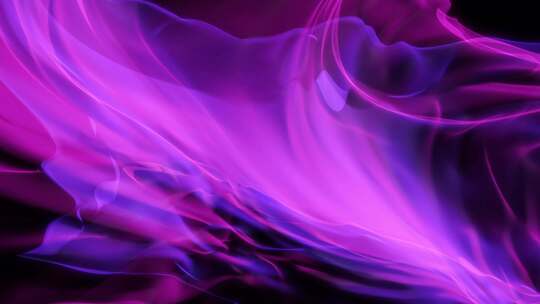 抽象紫色和粉色烟雾图案在黑色背景上动画。
