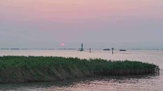 上海宝山 吴淞口 上海灯塔 吴淞口日出