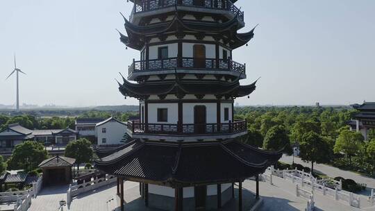 东海观音寺观音宝塔建筑外立面特写