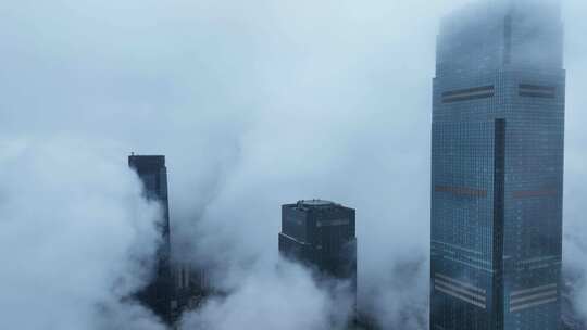 长沙城市上空云海大气视频