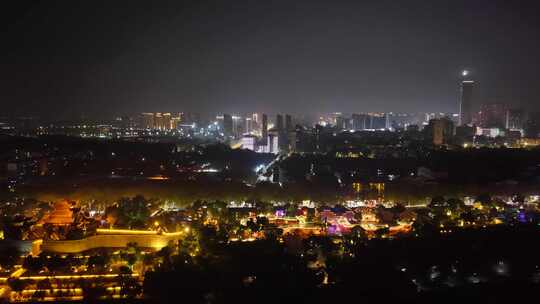 湖南岳阳楼夜景航拍