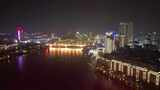 航拍广西柳州文惠桥夜景高清在线视频素材下载
