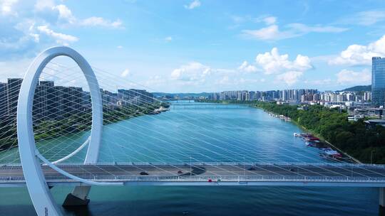 柳州航拍柳江风景白沙大桥视频素材模板下载
