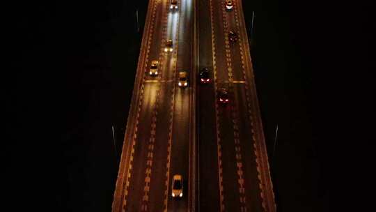 航拍杭州复兴大桥车流夜景视频素材模板下载