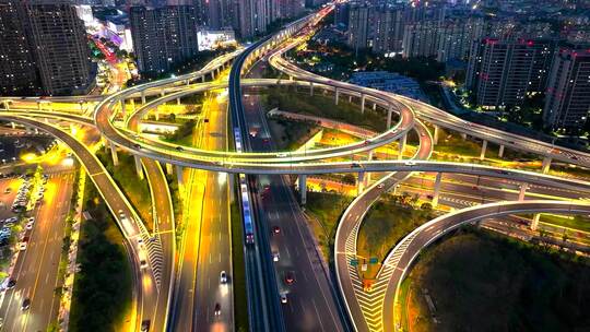 义乌城市交通地标夜景航拍 合集