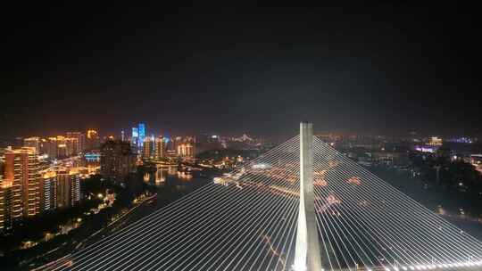 福州台江区三县洲大桥江心公园航拍夜晚夜景