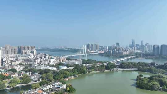 惠州城市风光航拍惠城区西湖城市景观风景