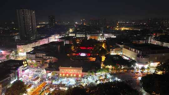 四川德阳文庙夜景航拍