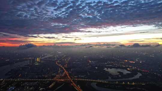 城市建筑都市日出日落朝阳晚霞夕阳黄昏航拍