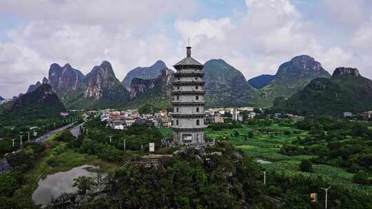 广西桂林象鼻山景区航拍