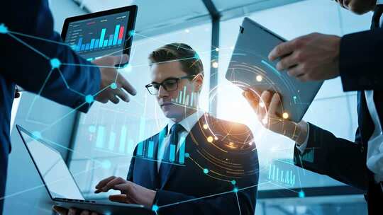 商务团队头脑风暴企业办公场景视频