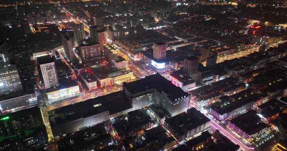 长春南关区夜景航拍空镜