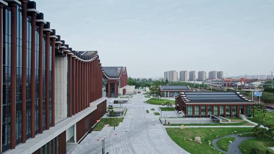 航拍上海人文松江艺术中心云间会堂建筑视频素材模板下载