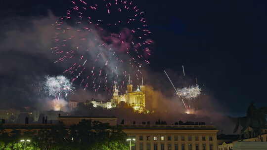 法国庆祝巴士底日法国的主要节日天空烟火夜