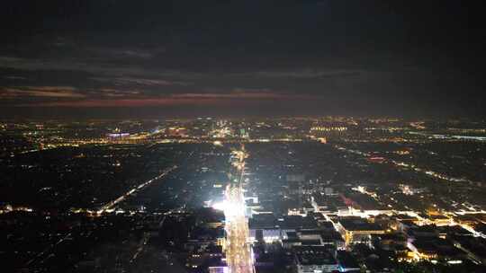 苏州姑苏区苏州古城夜景灯光航拍