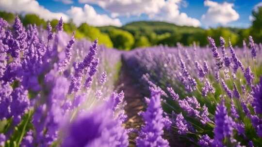紫色薰衣草花海全景