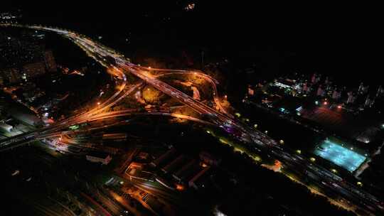福州绕城高速夜景航拍视频素材模板下载