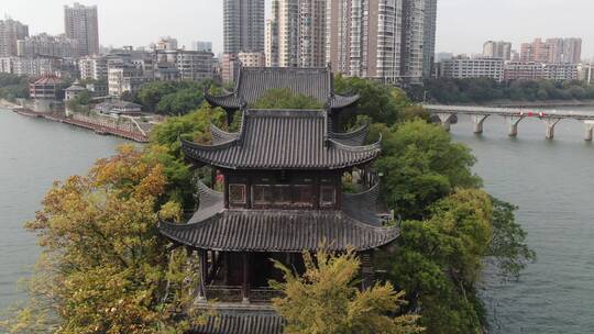 航拍湖南衡阳石鼓书院4A景区