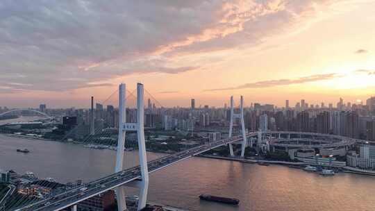 南浦大桥 陆家嘴 黄浦江 上海城市晚霞