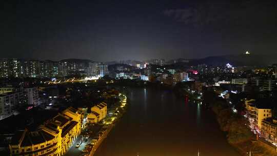 航拍惠州水东街合江楼夜景