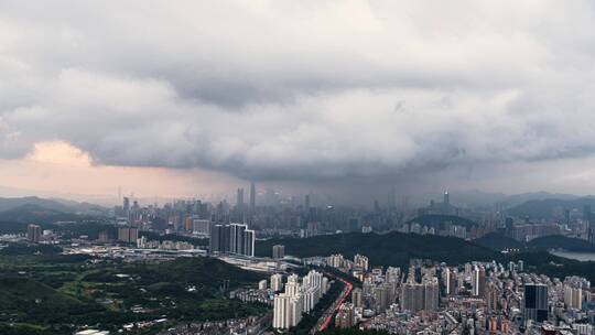 深圳梧桐山日落夕阳大雨延时