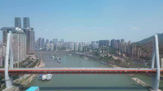 航拍重庆东水门长江大桥合集